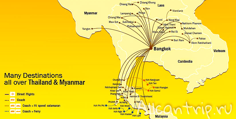 Карта полетов Nok Air